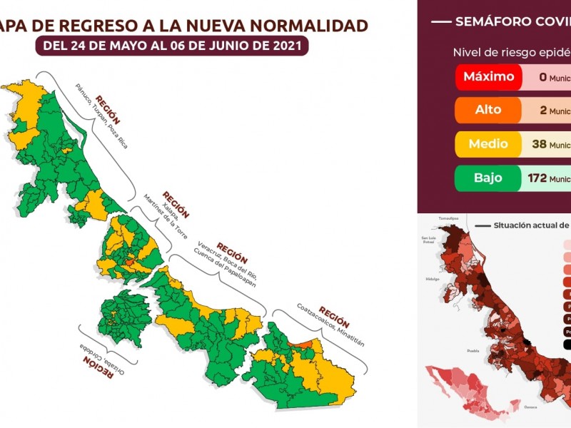 Veracruz y Boca del Río en color amarillo