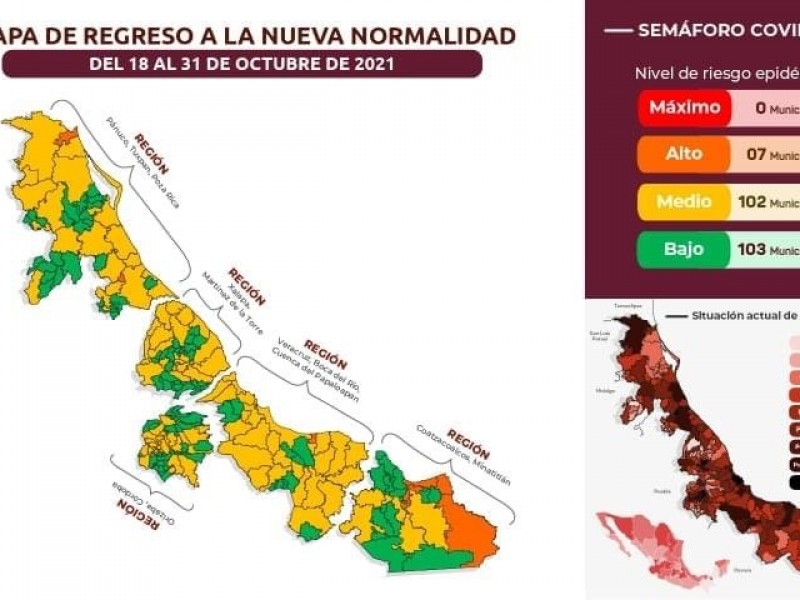 Veracruz y Boca del Río pasan al semáforo amarillo