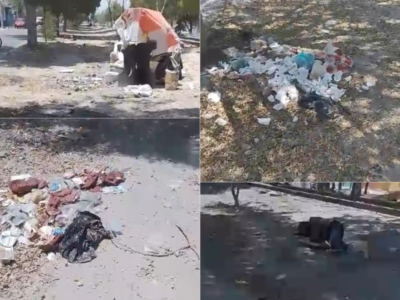 Vía Puebla en mal estado y con problemas de basura