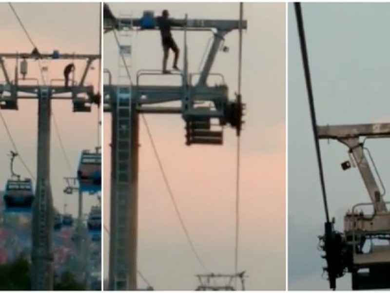 VIDEO: Sujeto camina sobre Cablebús en Iztapalapa