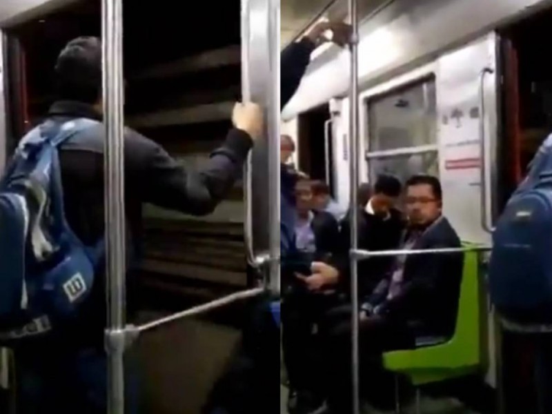 VIDEO:Metro de la línea 3 avanza con las puertas abiertas