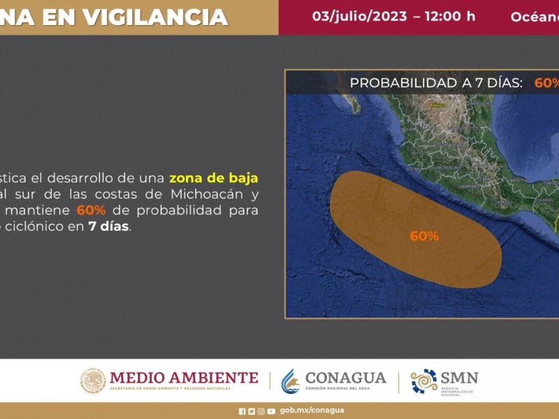 Vigilan nueva zona de baja presión frente a Guerrero