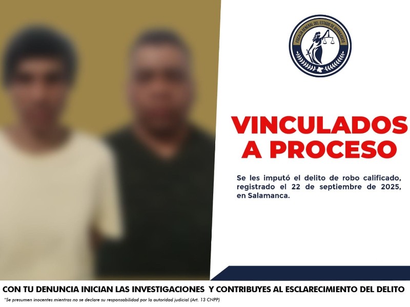 Vinculan a proceso a dos hombres por robo calificado