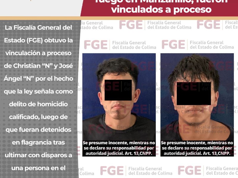 Vinculan a proceso a dos sujetos por homicidio en Manzanillo