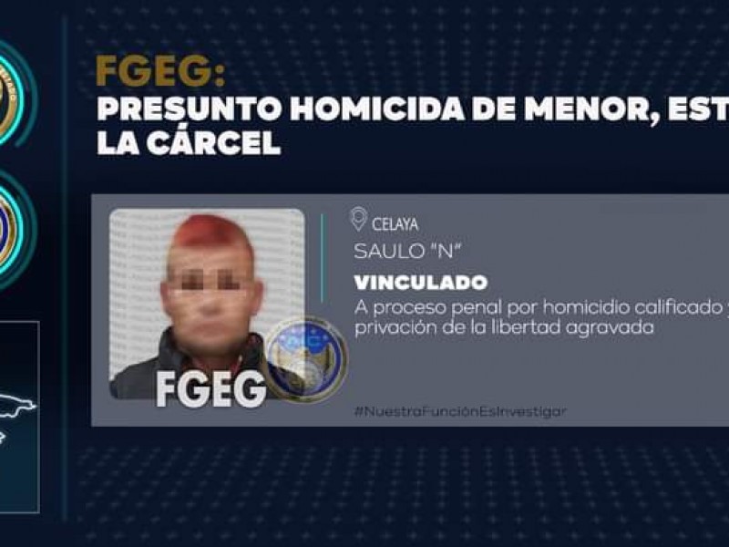 Vinculan a proceso a presunto homicida de menor