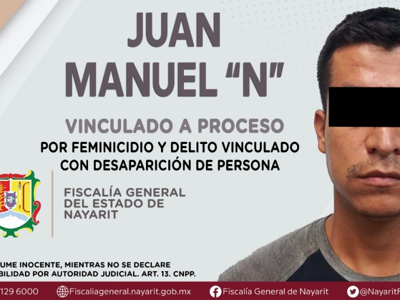 Vinculan a proceso al presunto feminicida de Francisca