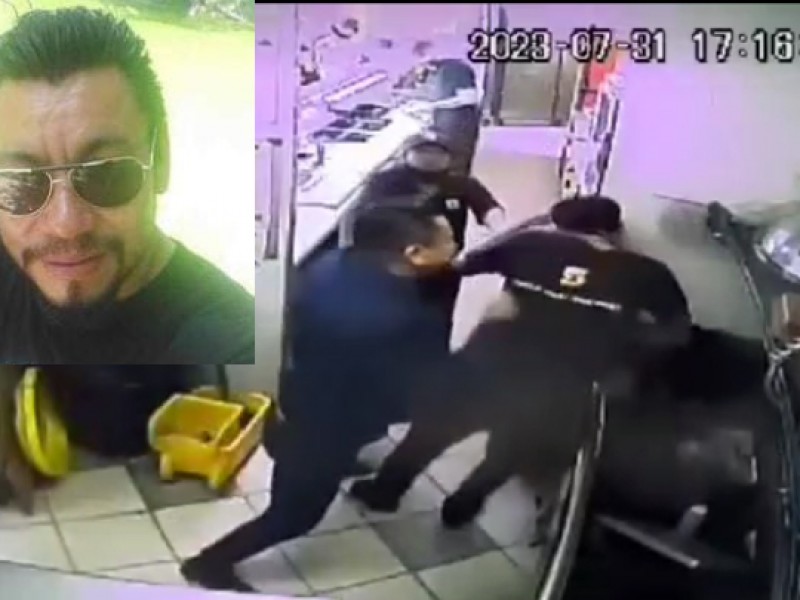 Violento sujeto golpea a trabajador en restaurante en SLP