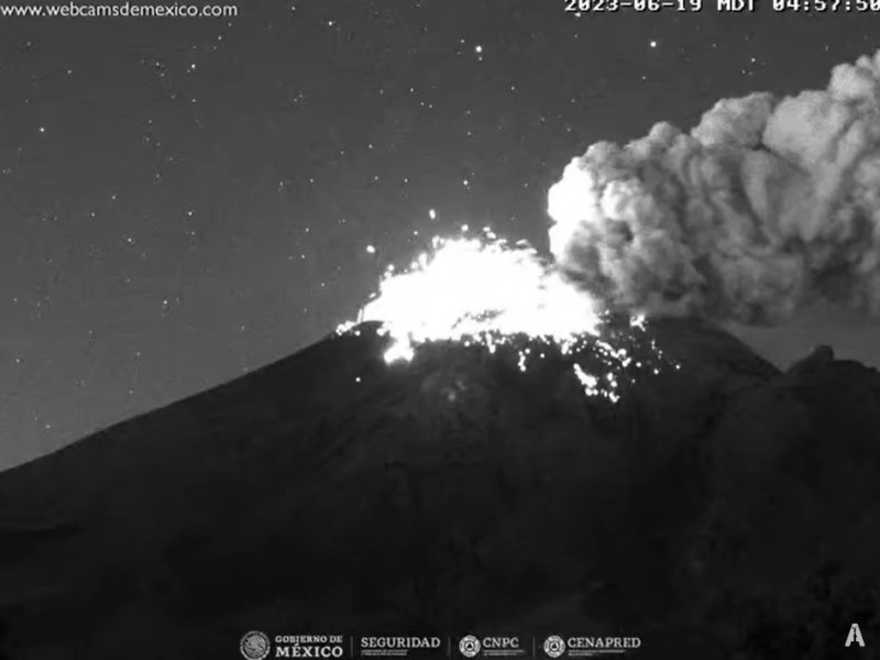 Volcán Popoctépetl registró 2 episodios con tremor
