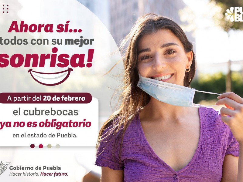 Ya no es obligatorio el uso de cubrebocas en Puebla