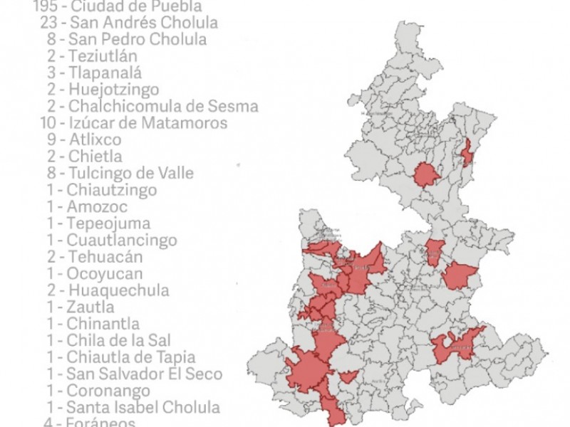 Ya son 25 los municipios que registran casos de Covid-19