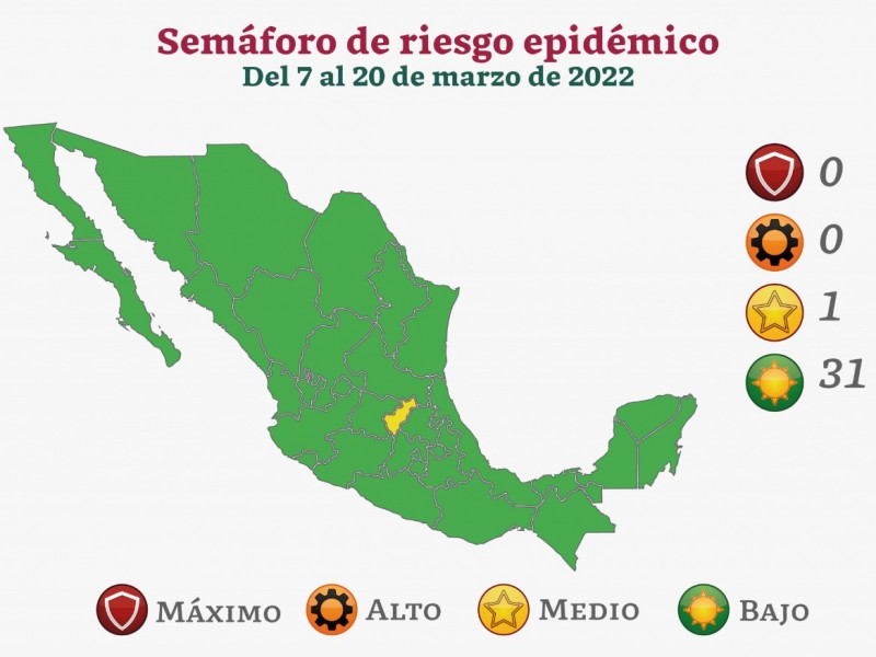 Zacatecas continúa en color verde en el Semáforo Epidemiólogo Nacional