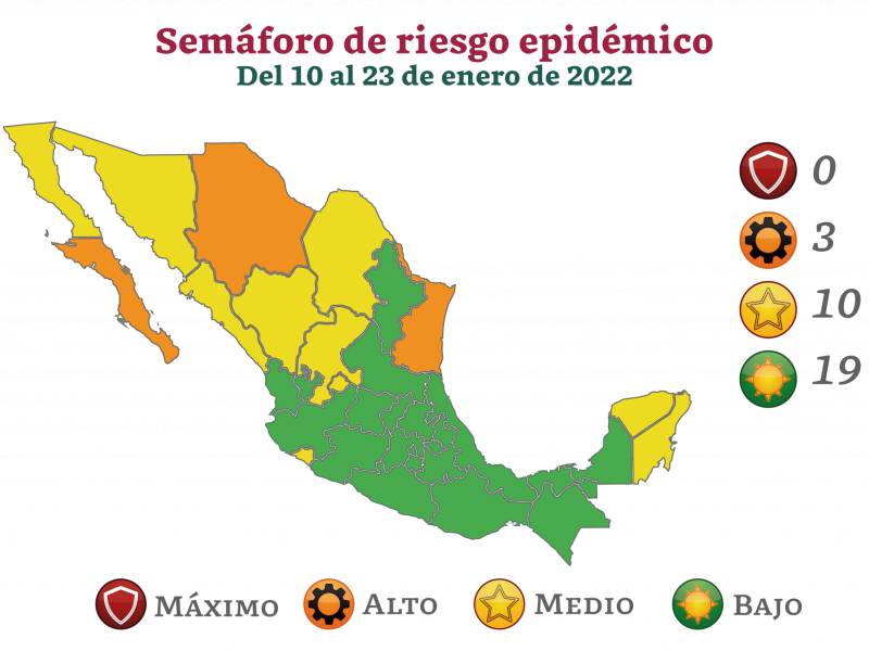 Zacatecas pasa a color amarillo en el Semáforo Epidemiológico Nacional