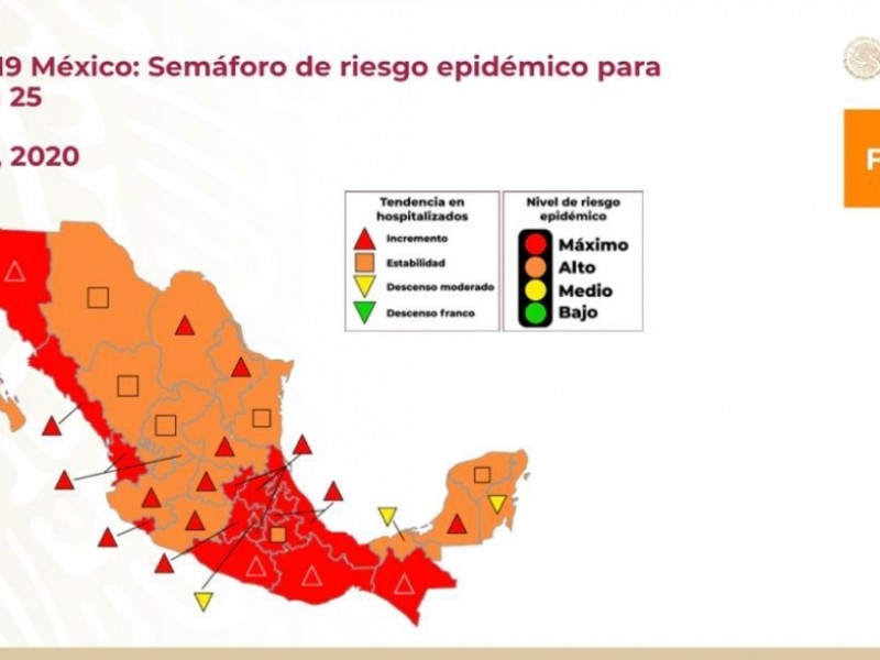Zacatecas vuelve al color naranja en semáforo epidemiológico