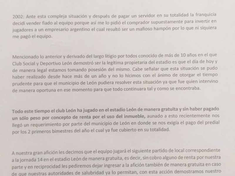 Zermeño permitirá juagar al León de local