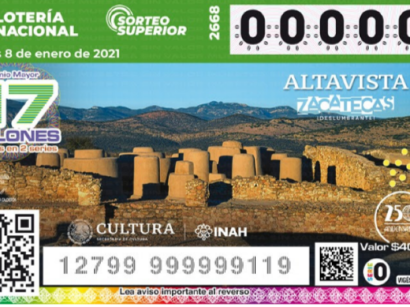 Zona arqueológica de Altavista en billete de lotería