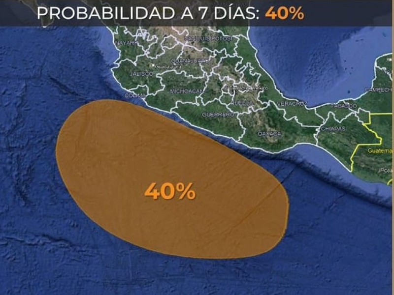 Zona de baja presión aumenta 40% probabilidad a desarrollo ciclónico