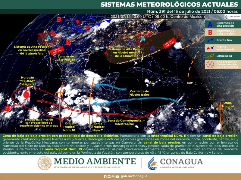 Zona de inestabilidad al 40% de desarrollo ciclónico