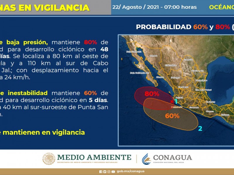 Zona de inestabilidad y baja presión con probabilidad desarrollo ciclónico