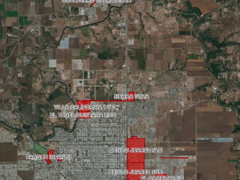 Zonas de alto riesgo por inundaciones en Cajeme